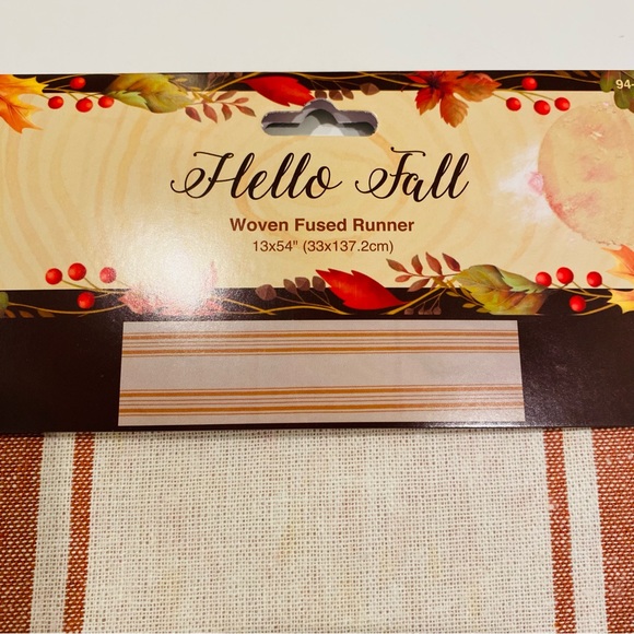 Fall Table Runner Reversible Woven Fused Cotton 13”x54 - Picture 3 of 8